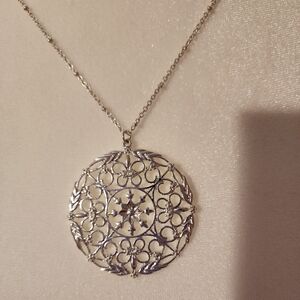 Long silver necklace